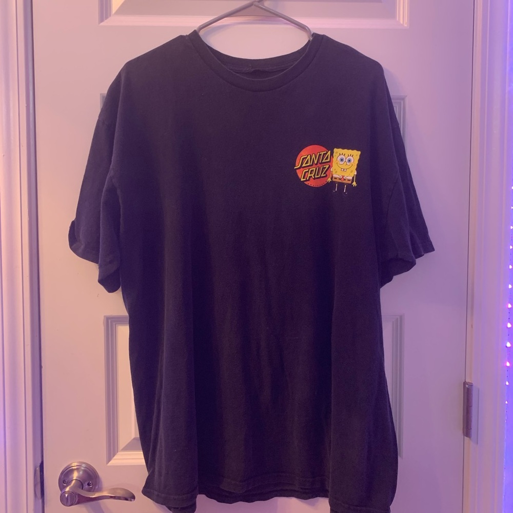 Black Santa Cruz X Spongebob Cotton T-Shirt